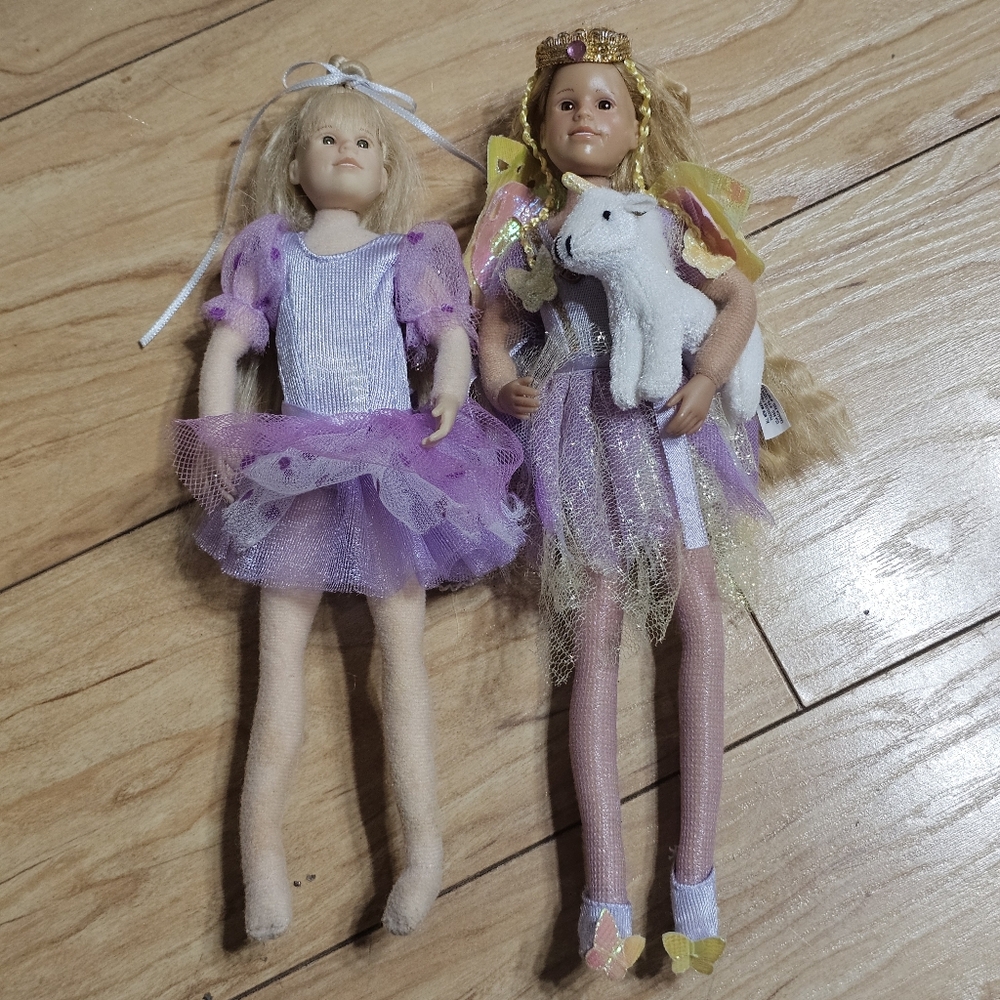 2 Only Hearts Club Dolls w Unicorn Brown Green Eyes Ballerina Princess 2004 Y2K